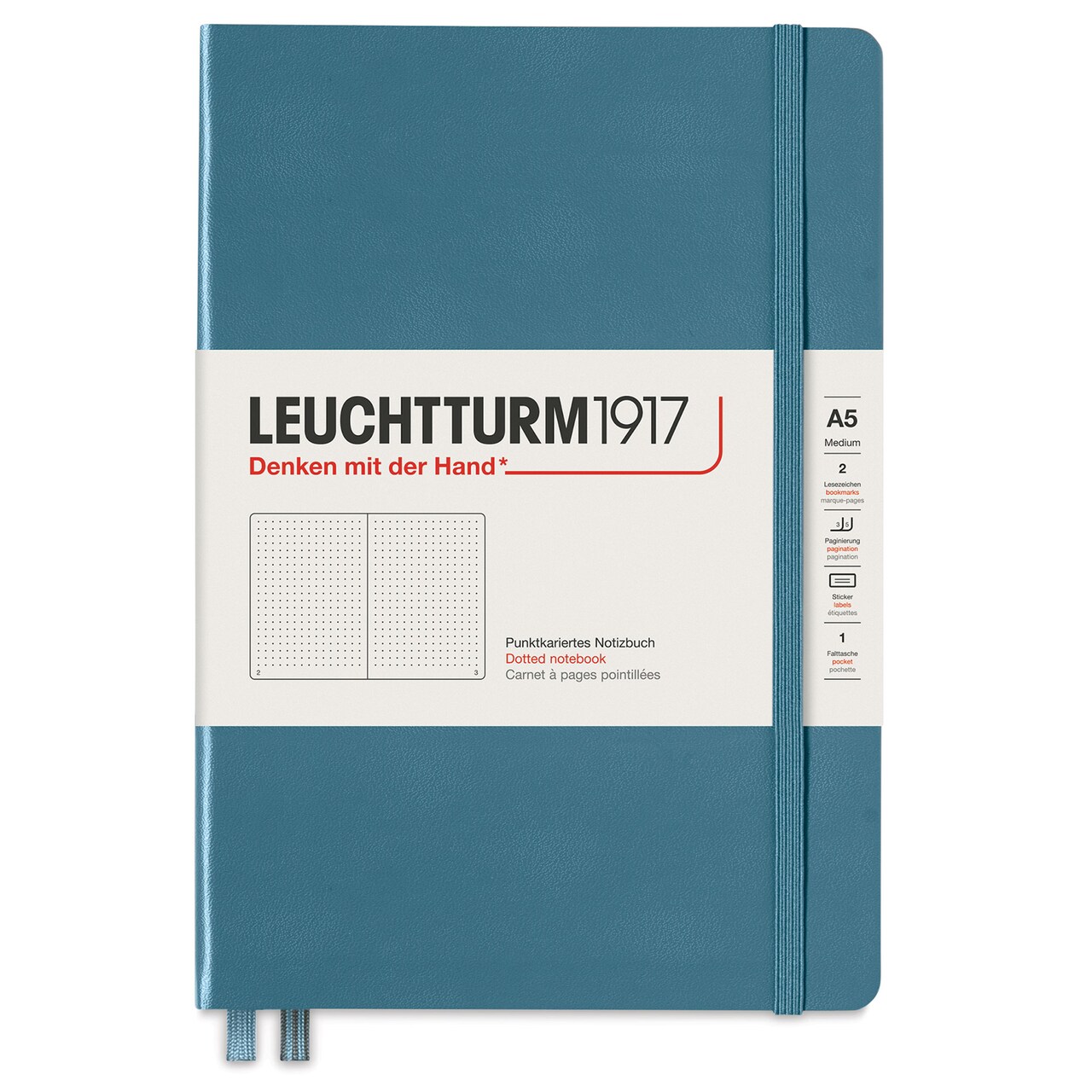 Leuchtturm1917 Dotted Hardbound Notebook - Stone Blue, 5-3/4" x 8-1/4"